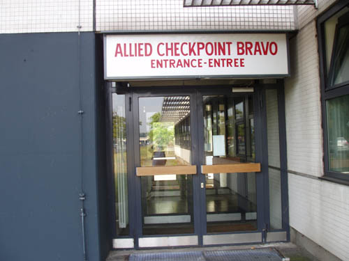 Image of sign above the entrance of Checkpoint Bravo