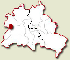 Image showing the location of the Spandau Prison on Berlin map