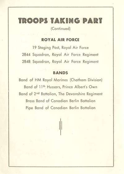 British Victory Parade Card page 3 Image of the British Victory Parade Card page 3