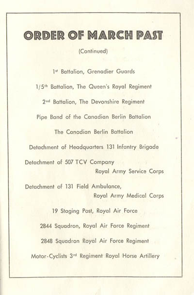 British Victory Parade Card page 6 Image of the British Victory Parade Card page 6