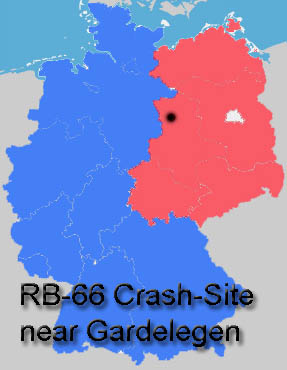 Image showing the location of the RB-66 carsh site on a map of Germany.
